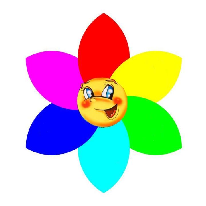 Flor feita de papel de cores con seis pétalos, cada un dos cales simboliza unha mono-dieta